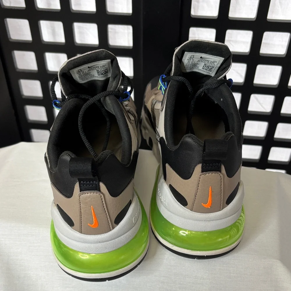 🖤 Nike Air 270 React Black Green Orange Size 6.5 Worn Once, exc. cond. comfy 🖤 - Picture 5 of 11